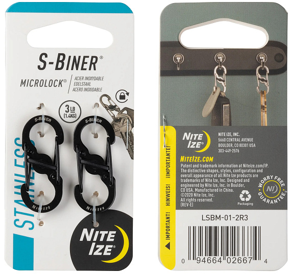 Карабин Nite Ize S-Biner MicroLock Black - Фото 1 большая
