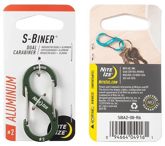Карабин Nite Ize S-Biner Aluminum #2 Olive - Фото 1 большая