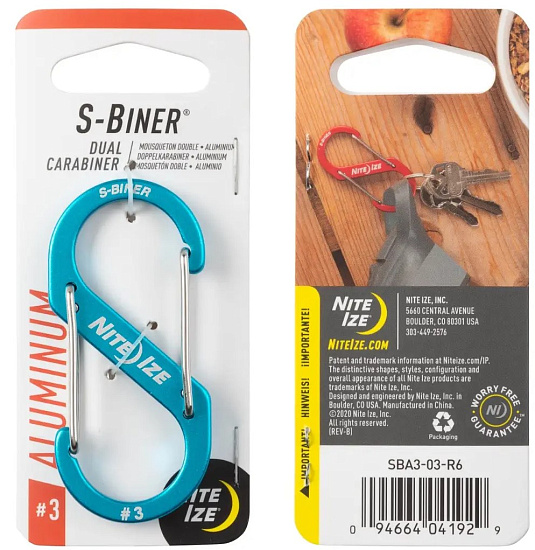 Карабин Nite Ize S-Biner Aluminum #3 Blue - Фото 1 большая