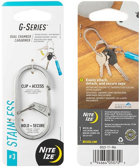 Карабин металлический Nite Ize G-Biner 3 Стальной - Фото 1 большая