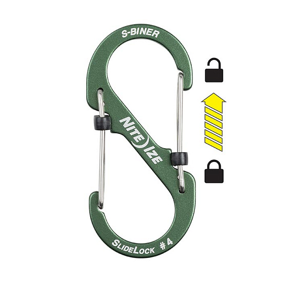 Карабин металлический Nite Ize S-Biner SlideLock 2 Оливковый - Фото 2 большая