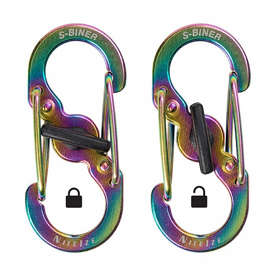 Карабин металлический Nite Ize S-Biner MicroLock Stainless 2шт Spectrum - Фото 2 большая