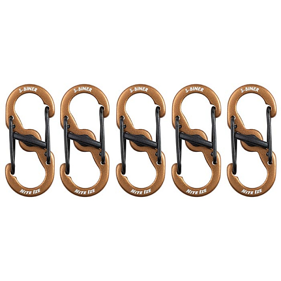 Карабин металлический Nite Ize S-Biner MicroLock Aluminum 5 шт Коричневый - Фото 1 большая