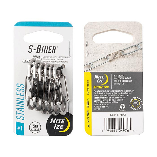 Карабин металлический Nite Ize S-Biner 6 шт 1 Стальной - Фото 1 большая