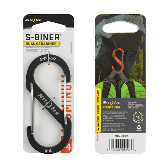 Карабин Nite Ize S-Biner® Aluminum #4 Charcoal - Фото 1 большая