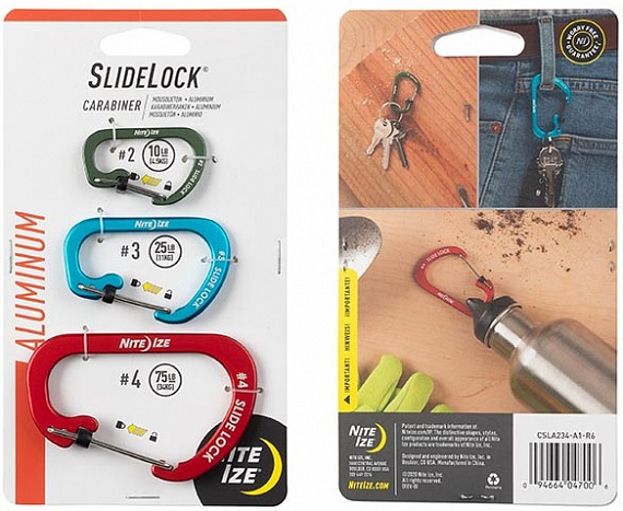 Набор карабинов Nite Ize SlideLock Aluminum 3 Pack #2,3,4 - Фото 1 большая