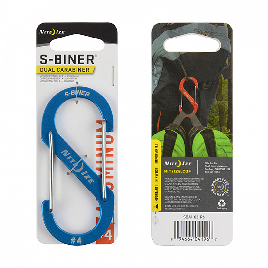 Карабин Nite Ize S-Biner Aluminum #4 Blue - Фото 1 большая