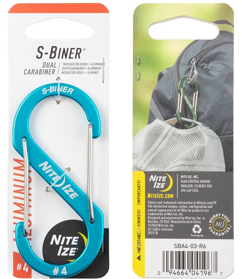 Карабин Nite Ize S-Biner Aluminum #4 Blue - Фото 1 большая