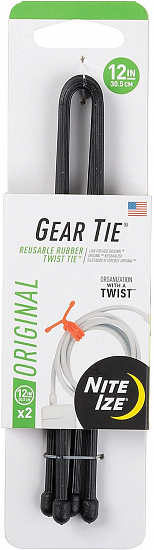 Гибкие стяжки Nite Ize Gear Tie Reusable Rubber Twist Tie 12" (2шт) Black - Фото 1 большая