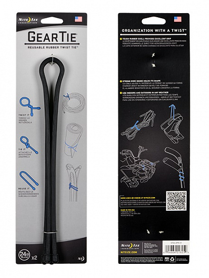 Хомут Nite Ize Gear Tie® Reusable Rubber Twist Tie™ 24" Black - Фото 1 большая