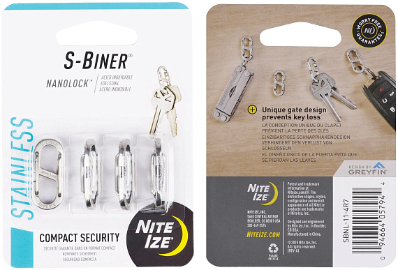 Карабин металлический Nite Ize S-Biner NanoLock Stainless (4шт) - Фото 1 большая