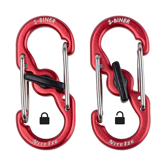 Карабин для адресника Nite Ize S-Biner® TagLock® Aluminum Red - Фото 2 большая