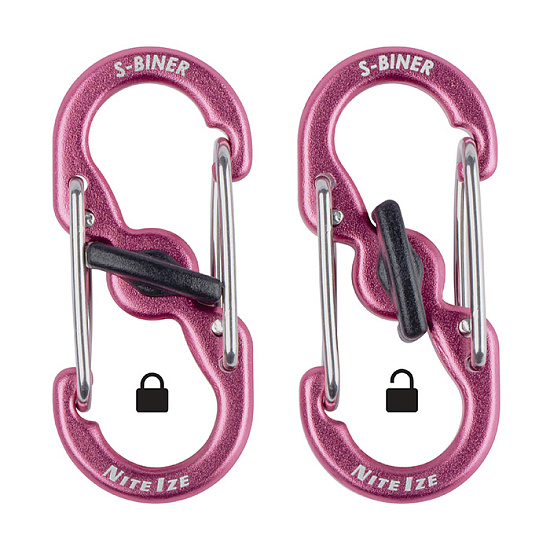 Карабин для адресника Nite Ize S-Biner® TagLock® Aluminum Pink - Фото 2 большая