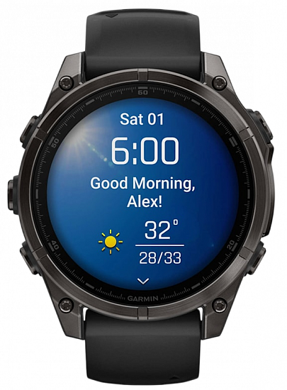 Часы Garmin Fenix 8 51мм Amoled Sapphire Carbon Gray DLC Titanium with Black/Pebble Gray Silicone - Фото 2 большая