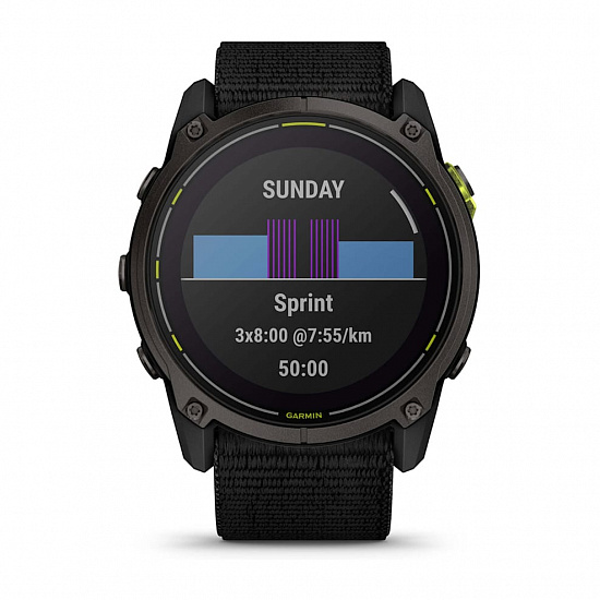 Часы Garmin Enduro 3 51мм Sappheire Solar Carbon Gray DLC Titanium with Black Ultrafit Nylon Strap - Фото 7 большая