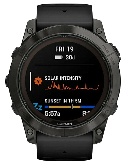 Часы Garmin Fenix 7X Pro Sapphire Solar Edition (Carbon Gray DLC Titanium Black Band) - Фото 2 большая