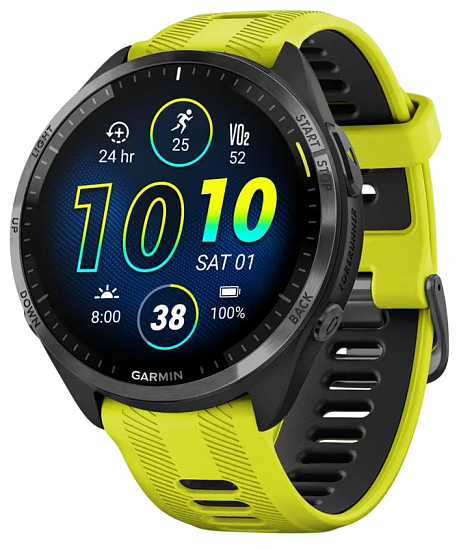 Часы Garmin Forerunner 965 (Carbon Grey DLC Titanium Bezel/Black Case and Amp Yellow/Black Silicone) - Фото 1 большая