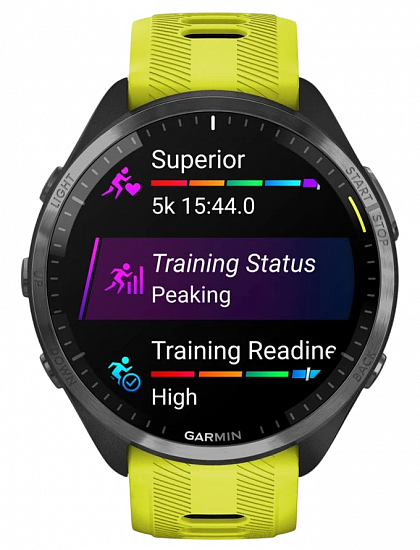 Часы Garmin Forerunner 965 (Carbon Grey DLC Titanium Bezel/Black Case and Amp Yellow/Black Silicone) - Фото 8 большая