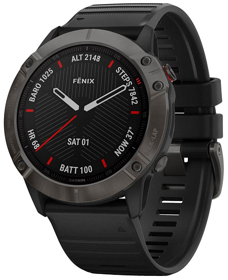 Часы Garmin Fenix 6X Sapphire Carbon Gray DLC Black - Фото 1 большая