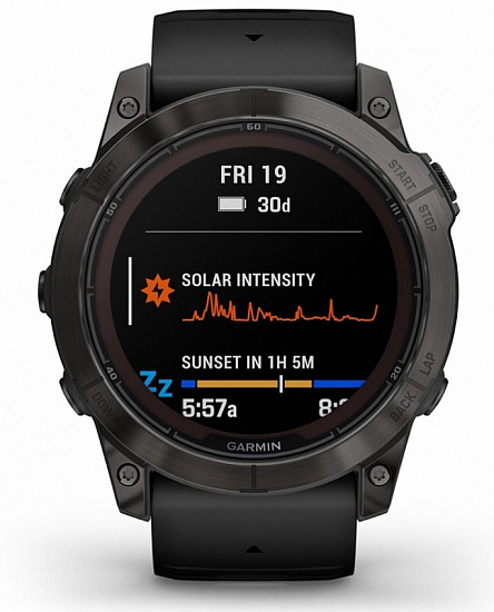 Часы Garmin Fenix 7X Pro Sapphire Solar Edition Carbon Gray DLC Titanium/Black Band - Фото 3 большая