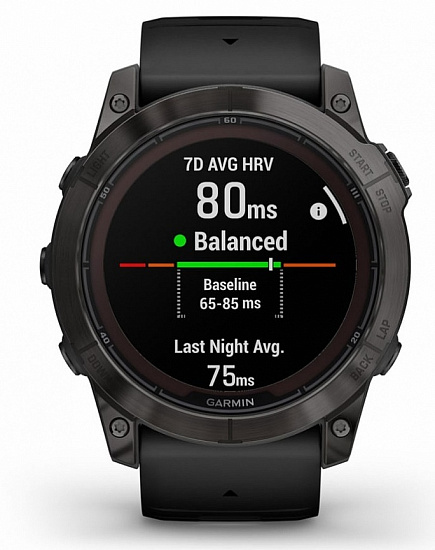 Часы Garmin Fenix 7X Pro Sapphire Solar Edition Carbon Gray DLC Titanium/Black Band - Фото 6 большая