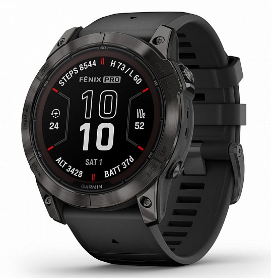 Часы Garmin Fenix 7X Pro Sapphire Solar Edition Carbon Gray DLC Titanium/Black Band - Фото 1 большая