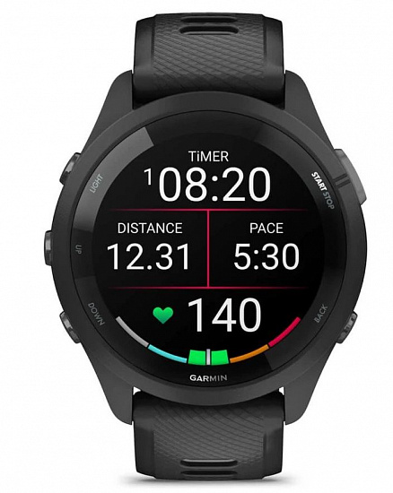 Часы Garmin Forerunner 265 Black Bezel/Case with Black/Powder Gray Silicone Band - Фото 8 большая