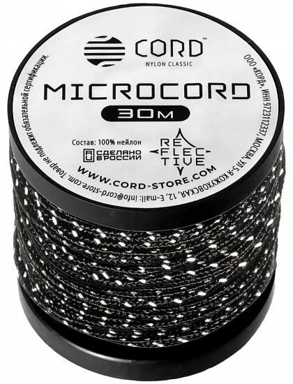 Микрокорд Cord 30м светоотражающий Black - Фото 1 большая