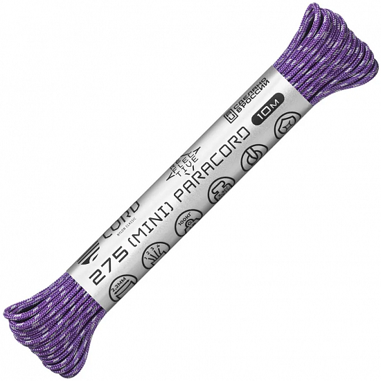 Паракорд Cord 275 Мини 10м световозвращающий Purple - Фото 1 большая