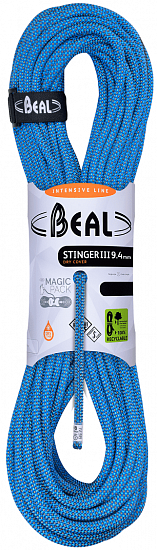 Веревка Beal Stinger III Dry Cover Unicore 9,4мм/70м Blue