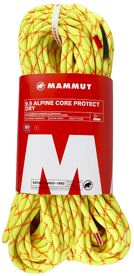 Веревка Mammut Alpine Core Protect Dry 9,5мм/80м Halo/Vibrant Orange - Фото 1 большая