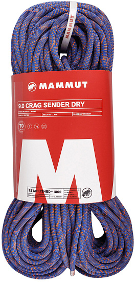 Верёвка Mammut Crag Sender Dry 9мм/70м Ice/Sunrise - Фото 1 большая