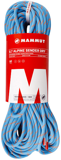 Верёвка Mammut Alpine Sender Dry 8,7мм/50м Ocean/Vibrant Orange - Фото 1 большая