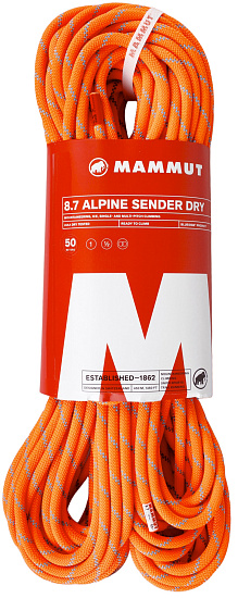 Верёвка Mammut Alpine Sender Dry 8,7мм/50м Vibrant Orange/Ocean - Фото 1 большая