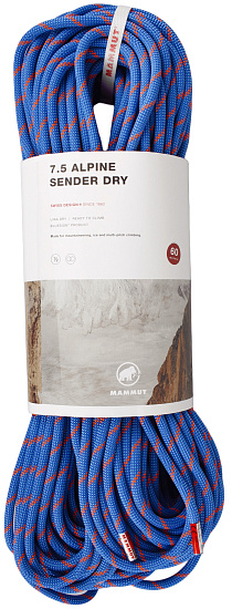 Верёвка Mammut Alpine Sender Dry 7,5мм/60м Blue/Vibrant Orange - Фото 1 большая