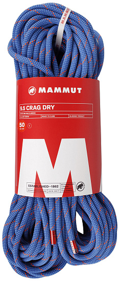 Верёвка Mammut Crag Dry 9,5мм/50м Blue/Ocean - Фото 1 большая
