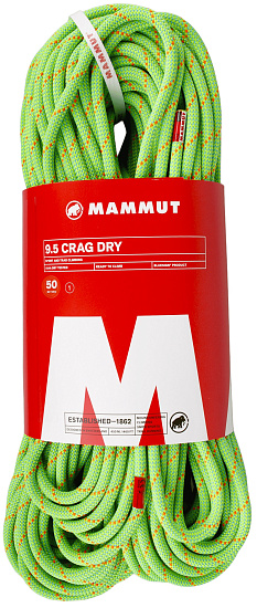 Верёвка Mammut Crag Dry 9,5мм/50м Neon Green/Ocean - Фото 1 большая