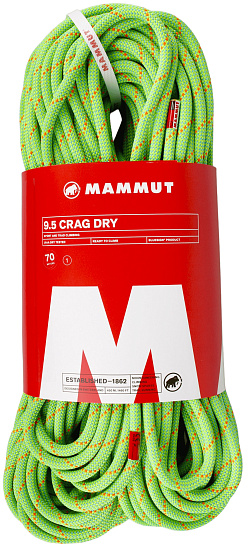 Верёвка Mammut Crag Dry 9,5мм/70м Neon Green/Ocean - Фото 1 большая