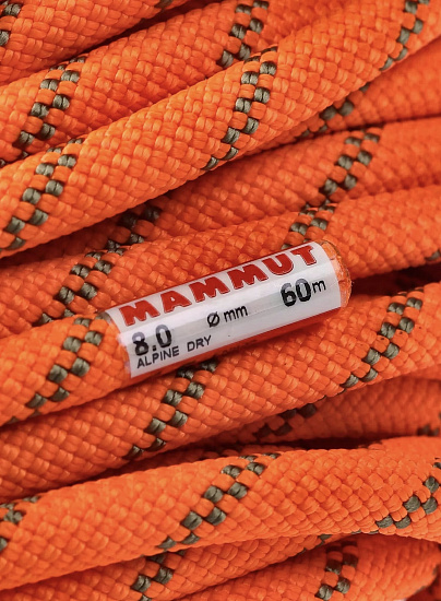 Верёвка Mammut Alpine Dry 8мм/60м Ocean/Vibrant Orange - Фото 3 большая