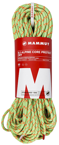 Верёвка Mammut Alpine Core Protect Dry 8.0мм/60м Halo/Vibrant Orange - Фото 1 большая