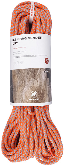 Верёвка Mammut Crag Sender Dry 8.7мм/50м Vibrant Orange/Zen - Фото 1 большая