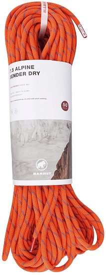 Верёвка Mammut Alpine Sender Dry 7.5мм/50м Fire/Blue - Фото 1 большая