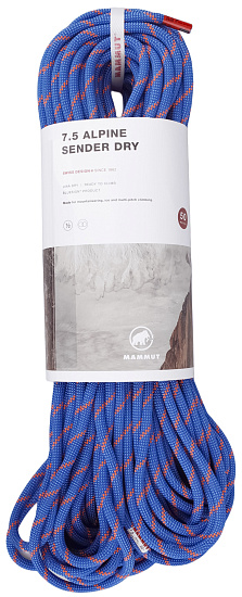 Верёвка Mammut Alpine Sender Dry 7.5мм/50м Blue/Vibrant Orange - Фото 1 большая