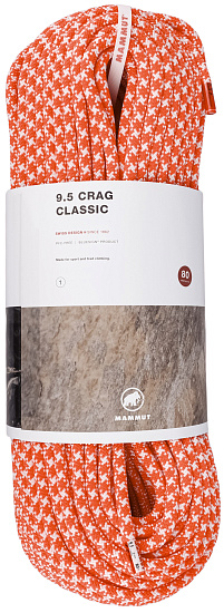 Верёвка Mammut Crag Classic 9.5мм/80м Vibrant Orange/White - Фото 1 большая
