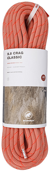 Верёвка Mammut Crag Classic 9.8мм/40м Orange/White - Фото 1 большая