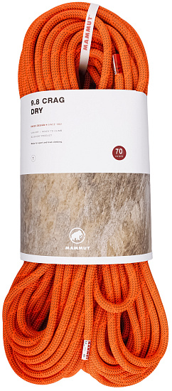 Верёвка Mammut Crag Dry 9.8мм/70м Vibrant Orange/Boa - Фото 1 большая