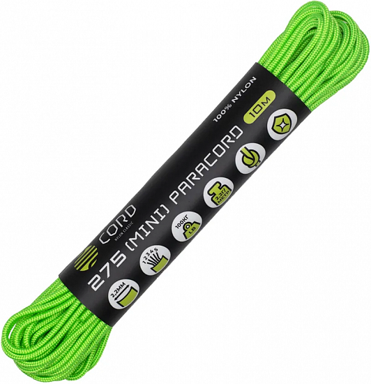 Паракорд Cord 275 Мини 10м Neon Green - Фото 1 большая