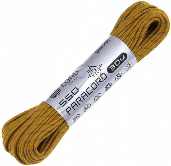 Паракорд Cord 550 30м световозвращающий Gold - Фото 1 большая