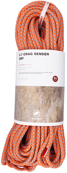 Верёвка Mammut Crag Sender Dry 8,7мм/60м Vibrant Orange/Zen - Фото 1 большая