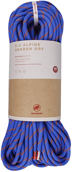 Верёвка Mammut Alpine Sender Dry 9мм/60м Ice/Sunrise - Фото 1 большая